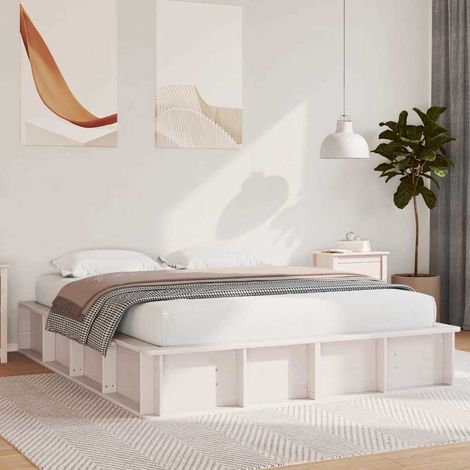 vidaXL Struttura del letto Bianco 150 x 200 cm Pino massello (1/5)