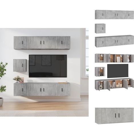 TV-Möbel - Living 7-tlg. TV-Schrank-Set Betongrau Holzwerkstoff (1/5)