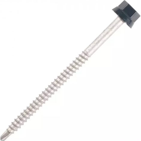 SCELL-IT tornillos acero estriado superior Soporte madera - Ø6,3 x 150 mm - TH12 - Azul gris RAL5008 - Bolsa de 100 - ZTW-63150-5008 (1/2)