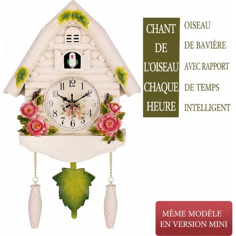 Horloge murale coucou maisonnette motif lapin marron YD259, pendule à quartz silencieuse en résine, 955 g. – Livraison gratuite (1/5)