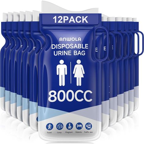 Portable Urinal for Men, Disposable Urine Bag with Handle, Emergency Urinal Bags, Travel Urinal Bag for Men, Women, Pregnant, Patient, Kids, Travel, Car, Camping, Hiking (1/5)