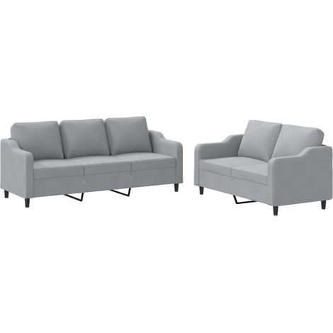 Maison Exclusive - Set di Divani 2 pz con Cuscini Grigio Chiaro in Tessuto