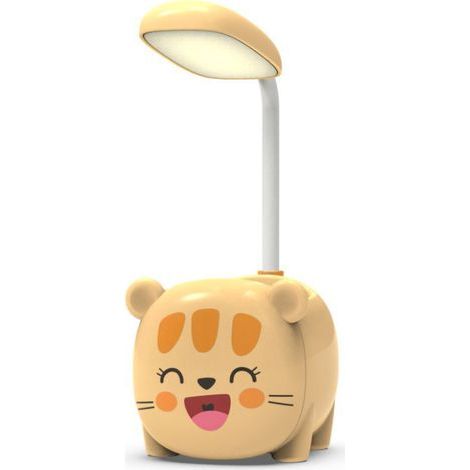 LED desk lamp with flexible tube, eye protection, rechargeable table lamp with pen holder, yellow cat (1/5)