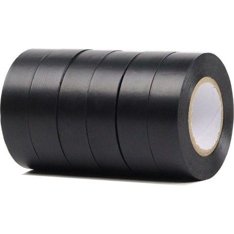 Ruban électrotechnique noir 19mm x 20m paquet de 6 rubans isolants en PVC autocollants forts pour isoler, réparer et protéger les fils (1/5)