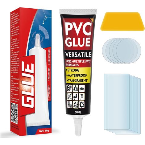 Kit Réparation Piscine, 60ml Rustine Matelas Gonflable, Transparente Rustine Piscine pour Bouées, Lit Gonflable, Matelas et Bateaux, Reparation Liner Piscine Colle PVC