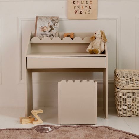 Scrivania a 1 cassetto con sedia Bellamy Book Nook Beige (1/5)