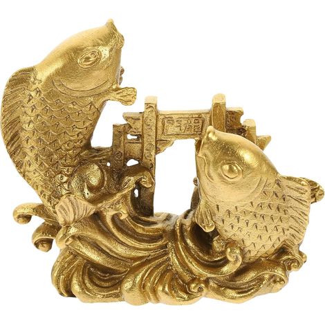 Figurine de Carpe en Laiton Petite Taille, Décoration Vintage pour Maison et Bureau, Statue Animale Rétro Stable et Créative, Ornement Décoratif de Poisson pour Intérieur, Présent (1/5)