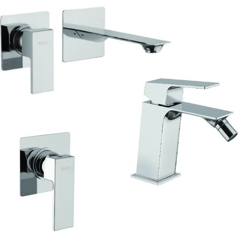 Set miscelatori Mamoli Blade incasso doccia una uscita lavabo a muro e bidet per piletta click clack (1/4)