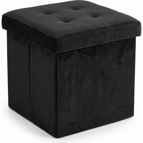 Samtstoffhocker mit Stauraum, faltbar, 38 x 38 x 38 cm (1/5)