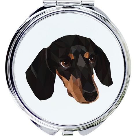 Bassotto a pelo corto - specchio con foto e scritta geometrica di Art-Dog (1/3)