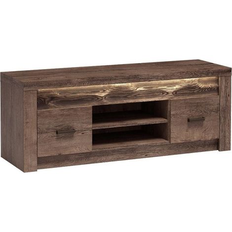 Mueble TV Serfeno 106, Fresno oscuro, Número de puertas: 2, Número de cajones: 0, 137x53x42cm (1/4)
