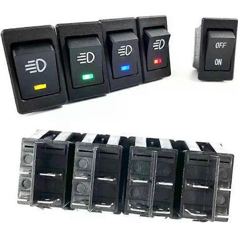Nebelscheinwerferschalter für Autos, ToKCD4 Wippschalter, Ein/Aus-Taste, 2 Positionen, 4 Pins, LED, 35A, Kfz-Nachrüstung, Nebelscheinwerferschalter mit Licht - JXLGV (1/4)