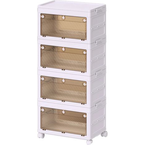 Bacs de rangement, design empilable, matériau durable, Bacs de rangement à 4 niveaux (1/2)