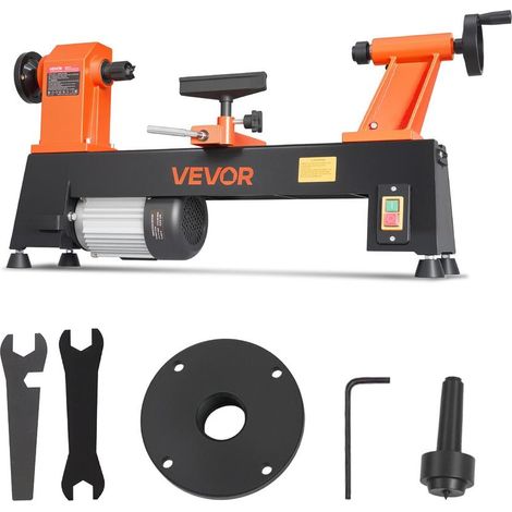 Tour à Bois 560 W 304x465 mm Tour d'Établi à 5 Vitesses Réglables pour Professionnels, Amateurs Avertis, Travail Bois, 650/1100/1600/2200/3200 tr/min, avec Porte-outil, Clés, Plateau Tournage (1/5)