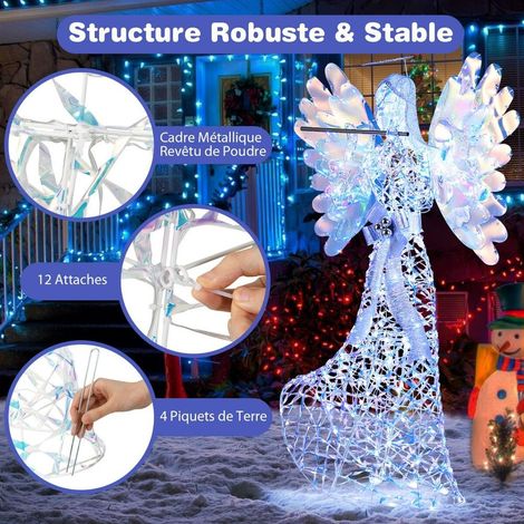 250 LED 1,58m Ange Lumineux de Noël 3D Décoration Fêtes et Jardin Structure Métal Résistante (1/5)