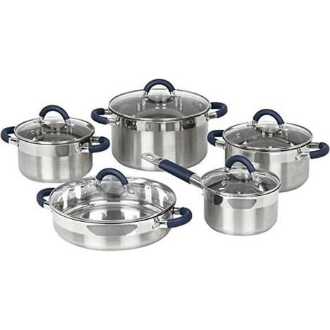 Juego de utensilios de cocina de acero inoxidable Jata BC10 de 10 piezas, antiadherentes, aptos para todo tipo de cocinas, inclu (1/4)