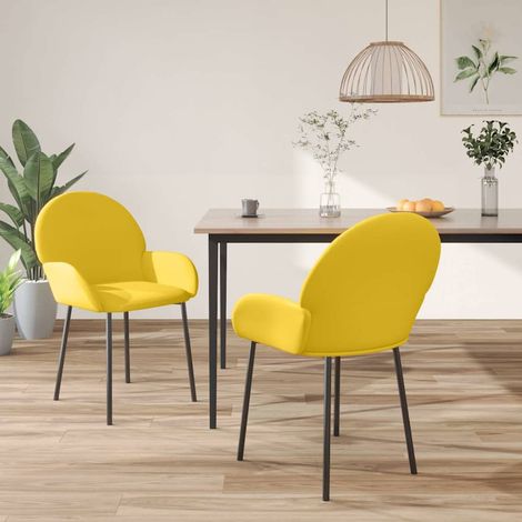 vidaXL Chaises à manger lot de 2 Jaune Velours (1/5)