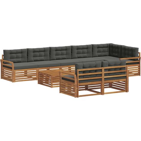 Set di divani da esterno 9 pz Naturale e Antracite vidaXL (1/5)