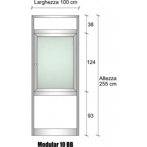 Modulo Continuativo Parete Divisoria in Alluminio e Vetro Satinato e Bachelite con Finestra - H2550xL1000 mm - Colore Bianco Puro RAL 9010 ITALFROM (1/3)