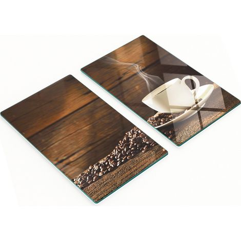 Tablas de servir de cristal para cocina con dise帽o de taza de caf茅, 2 x 30 x 52 cm.
