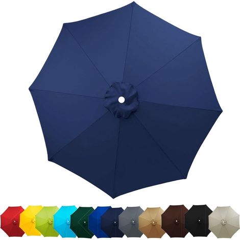 Auvent de Remplacement Baleines Toile de Rechange, Housse de Rechange pour Parasol De Jardin Terrasse Plage(Navy,2.5M/6 Arms)