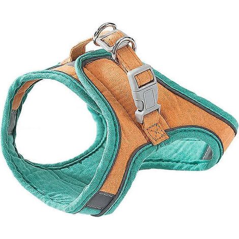 Arnés ajustable para gatos para paseos al aire libre, color naranja, talla M, estilo chaleco de gamuza, 1 juego. (1/5)
