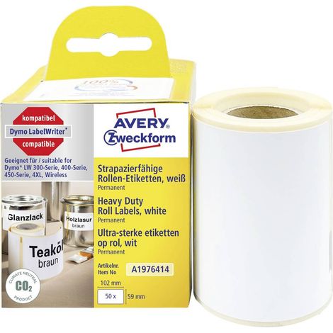 Avery-Zweckform Rouleau d'étiquettes compatible remplace DYMO 1976414 59 x 102 mm film blanc 50 pc(s) fixation permanen (1/4)