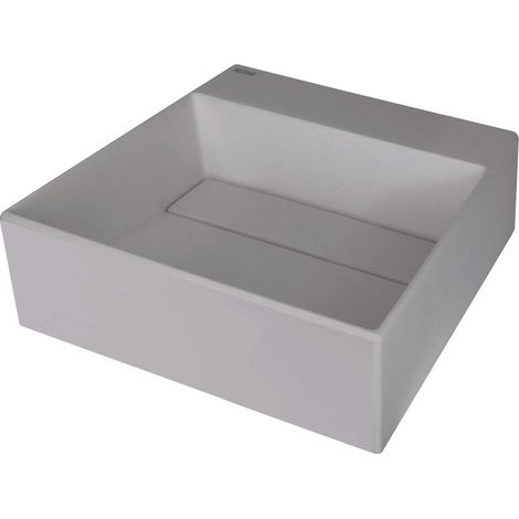 Lavabo in granito d'appoggio con basetta per rubinetteria e copripiletta grigio metallizzato 40x40 cm - Sofyro