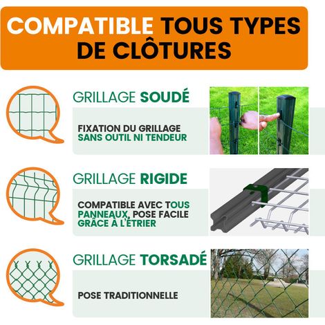 Poteau universel de clôture gris 7016