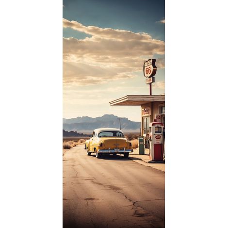 Tableau sur verre synthétique Route 66 vintage 65x145 cm - Impression sur Verre synthétique - Image HD  imprimée sur Verre synthétique - Tableau mural décoratif - Fabriqué en France (1/5)
