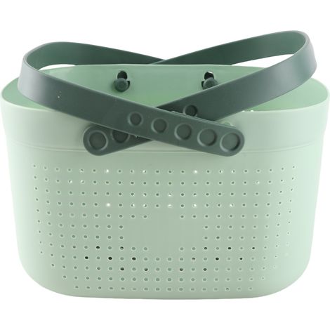 Cestino da doccia portatile con fori di ventilazione, maniglie in plastica di grande capacità per bagno, verde (1/5)