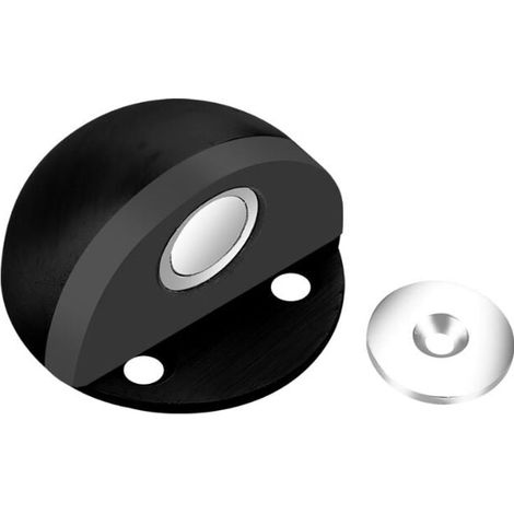 Tope de puerta magnético de metal resistente, tope de puerta resistente con pegamento 3M, tornillos autoadhesivos ocultos para piso, 2 piezas, magnético, negro (1/3)