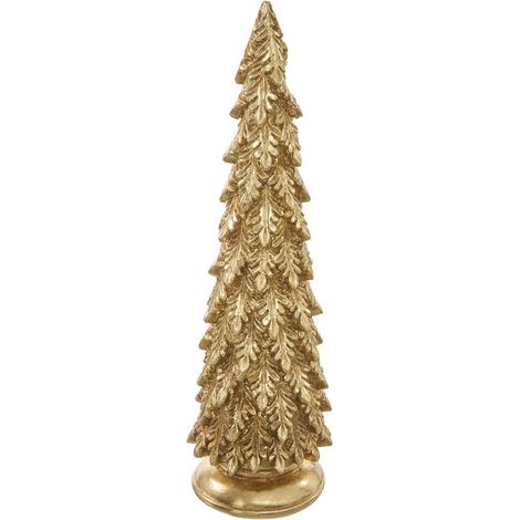Árbol de Navidad decorativo de resina dorada con motivos de hojas. Altura: 31,5 cm - Feeric lights & christmas