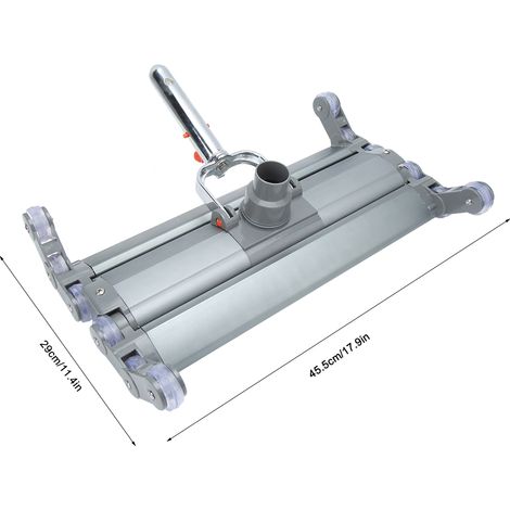 头 de Vacuum pour Piscine en Alliage d'Aluminium 18 Pouces - Collection de Piscine Spa - Nettoie par Aspiration - Connecteur Adaptable 1.5/2 Pouces avec 12 Roues Rotatives (1/4)