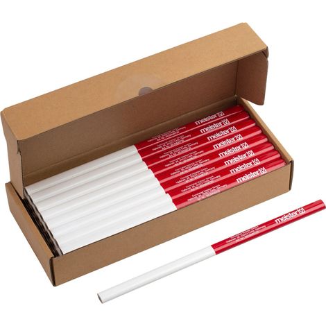 Meister Zimmermannsbleistift-Set 50-teilig - 240 mm Länge - Ovale Form - Mittlere Härte - Ideal zum Anzeichnen & Markieren - rot & weiß / Markierungswerkzeug / Baubleistift / 9446720