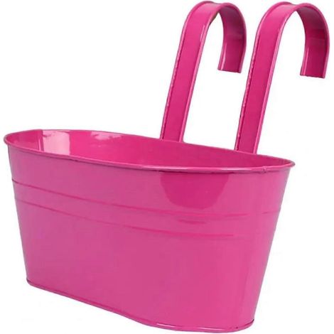 Pots de fleurs suspendus en métal et fer avec trous de drainage jardinières suspendues couleur rose rouge (1/5)