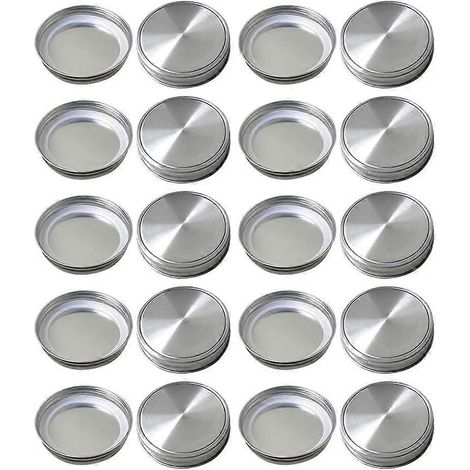 20 couvercles pour bocaux Mason, couvercles hermétiques pour boîtes Mason-7X7X1.5CM-Silver (1/2)