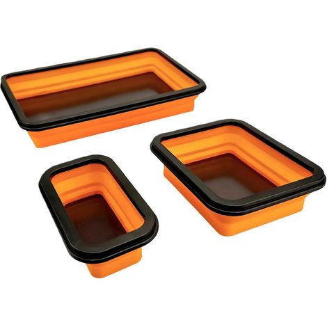 【BQ】Lot de 3 plateaux magnétiques pliables pour pièces, ensemble de plateaux à outils pliables en silicone pour organiser vis et petites pièces métalliques (1/5)