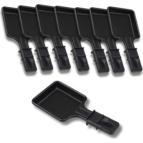 Lot de 8 Coupelles à Raclette - Acier Carbone Revêtu Silicone - Antiadhésif Sans PFAS - Pour Gril Wok Four - Carré et Triangle