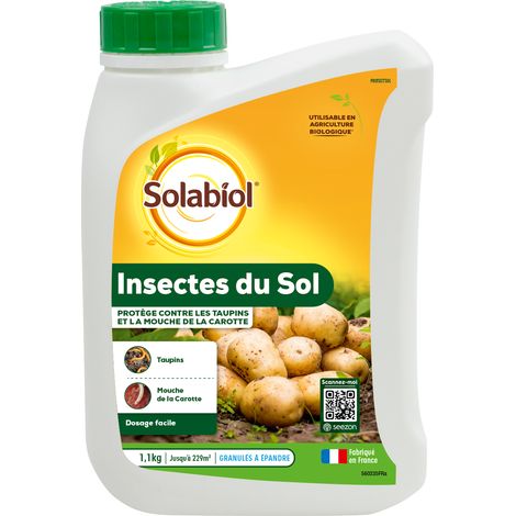 Insecticide biologique contre taupins et mouches de la carotte – Granulés prêts à l'emploi – 1,1kg – SOSOL11N – Solabiol