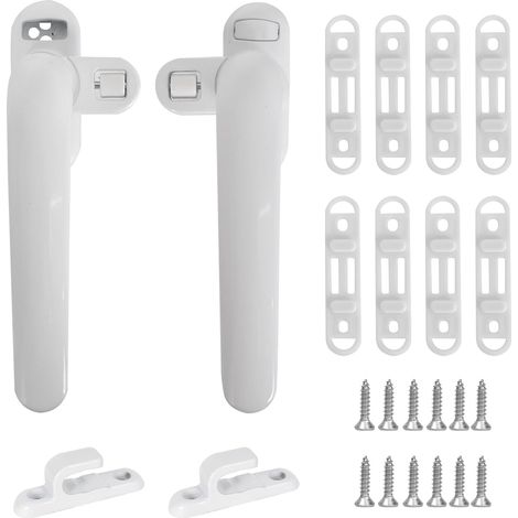 2 Pcs Poignée de Fenêtre en Alliage d'aluminium, Universelle Poignées de Fenêtre Verrouillage de Remplacement Droite Gauche de Fenêtre avec Fixation à Vis pour Porte Fenêtre à Battants en Aluminium (1/5)