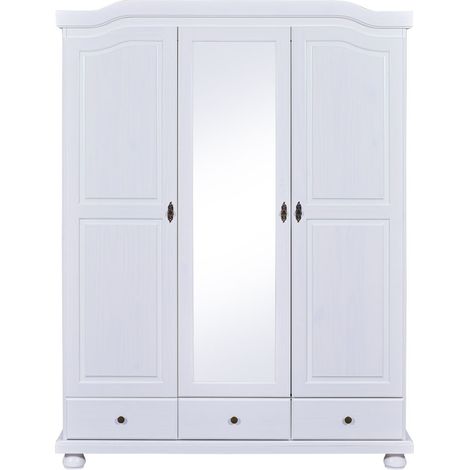 Kapco Armoire 2 portes, 1 porte miroir, 3 tiroirs, blanc. (1/5)