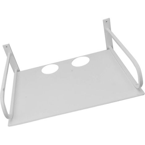 Mensola a muro in alluminio per router e modem, 28,5 x 20 x 13,5 cm, mensola portaoggetti con gestione cavi e corrimano, colore argento, inclusa gestione cavi (1/5)