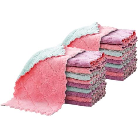 Lot de 20 Torchons Cuisine 27x16 Cm Épais en Microfibre Ultra Absorbants (1/5)