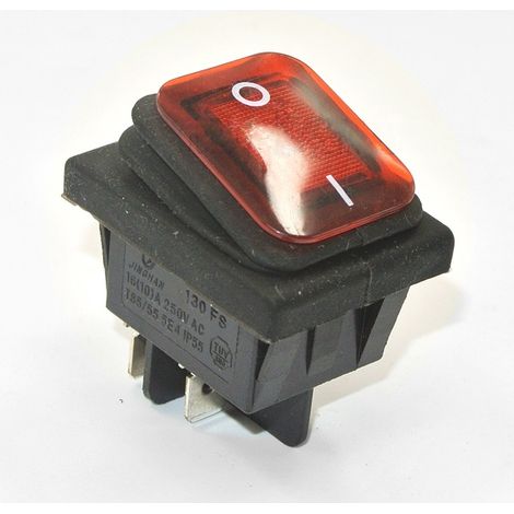 Interrupteur marche/arrêt KCD4-R 16A 250V IP65 rouge