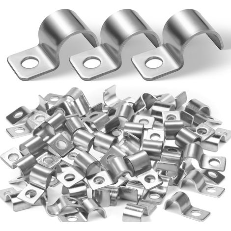 100 Pcs Fixation Cable Electrique Clips Cables Serre Cable Acier Cavalier de Fixations,Inox 8 MM,Fixation Câbles,Réglable,Utilisation Polyvalente (1/5)