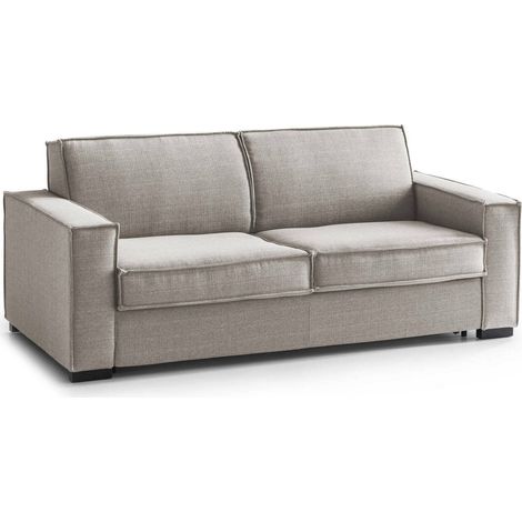 Dmora - Canapé Daabi, Grand Canapé 2 places, 100% Made in Italy, Canapé de salon à ouverture pivotante, en tissu matelassé, avec accoudoirs fins, Cm 180x95h90, Tourterelle