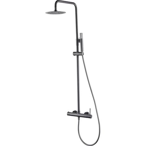MICE - Columna de ducha con monomando integrado de acero inoxidable - rociador extraplano - Griferia baño color Black Gun Metal