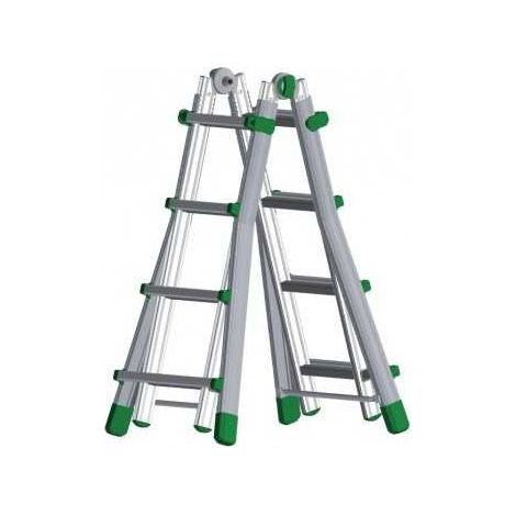 FACAL - Échelle Aluminium Multipostions Télescopique - Longueur déployée 3,44 m - Hauteur d'accès dépliée 4,35 m