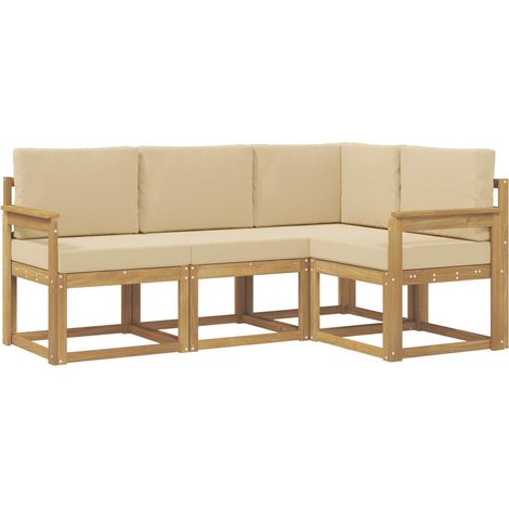 Conjunto de sofás de exterior 4 uds. y Beige vidaXL (1/5)